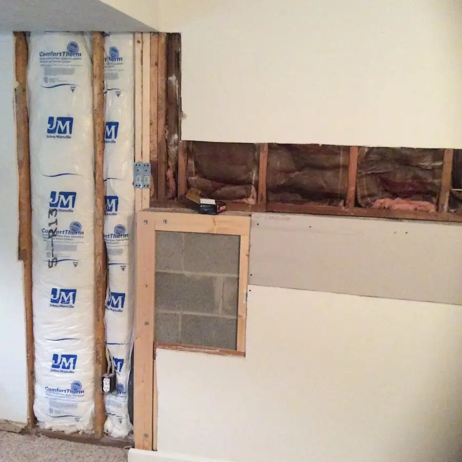 Wall insulation replacement during Basement Flood Cleanup in Hudson